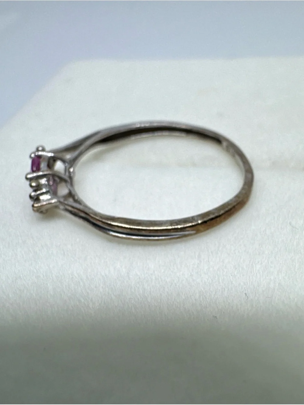 10k Two Tone Gold Oval Pink Sapphire & Diamond Accent Size 7 Ring Dainty 1.15g